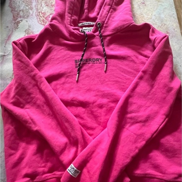 Super dry fuchsia hot pink hoodie size 4 made in Turkey, cotton - Picture 3 of 6
